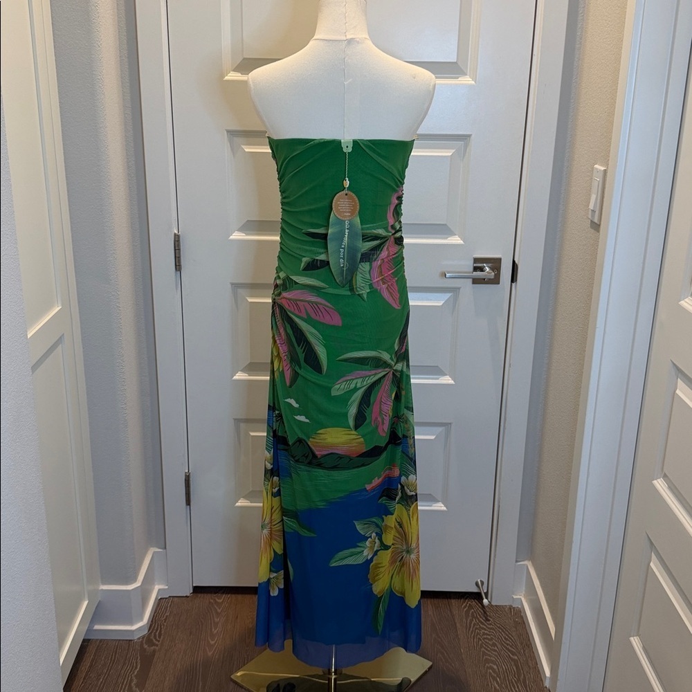FARM Rio Strapless Green and Blue Dress Size S - Picture 9 of 9